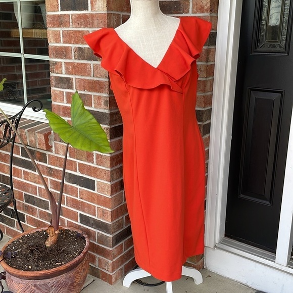 Calvin Klein Sleeveless Orange / Tangerine Dress‎ - Picture 1 of 10